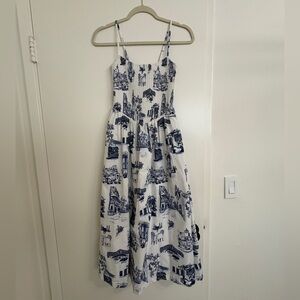 Abercrombie & Fitch Dipped-Waist Smocked Midi Dress